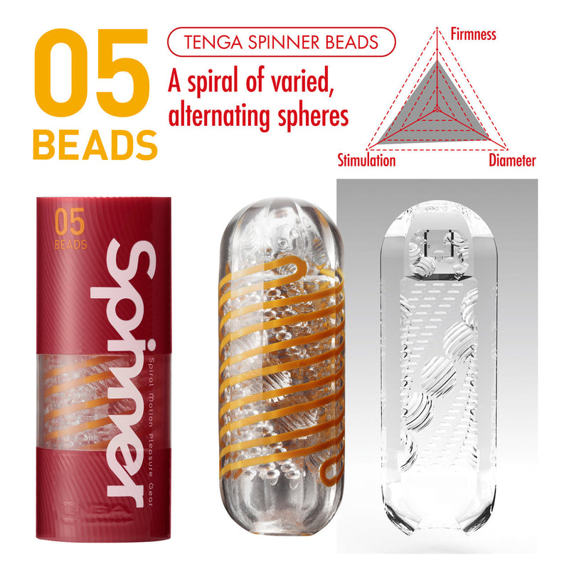 Tenga - Spinner 05 Beads Masturbator - Transparant/Oranje