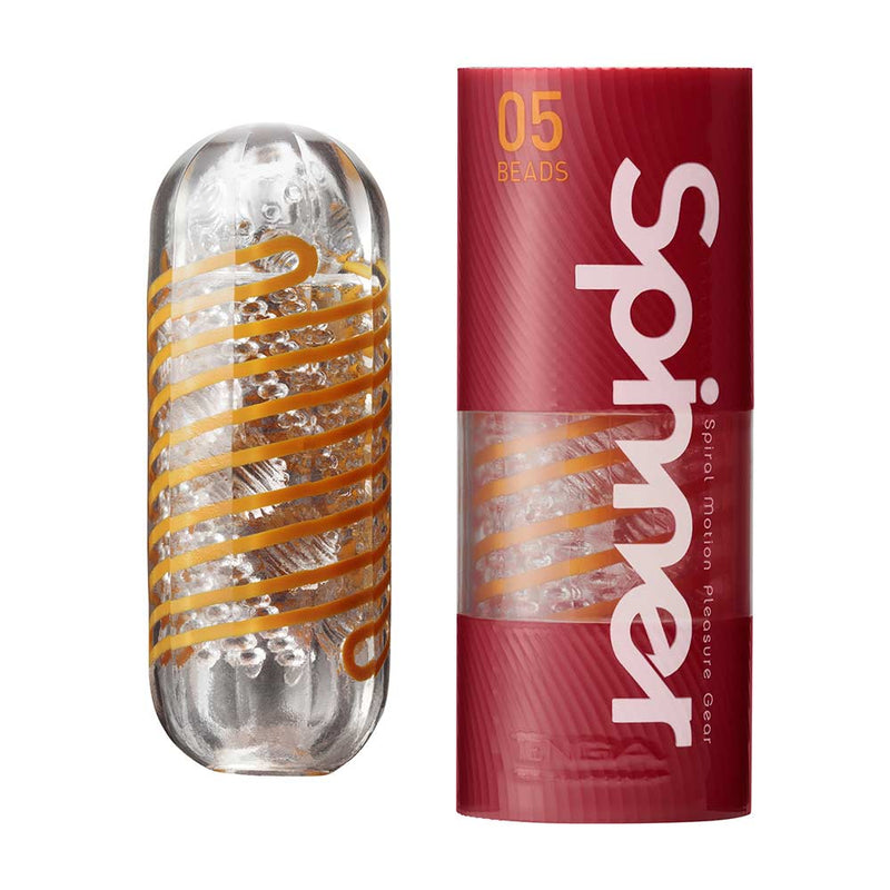 Tenga - Spinner 05 Beads Masturbator - Transparant/Oranje