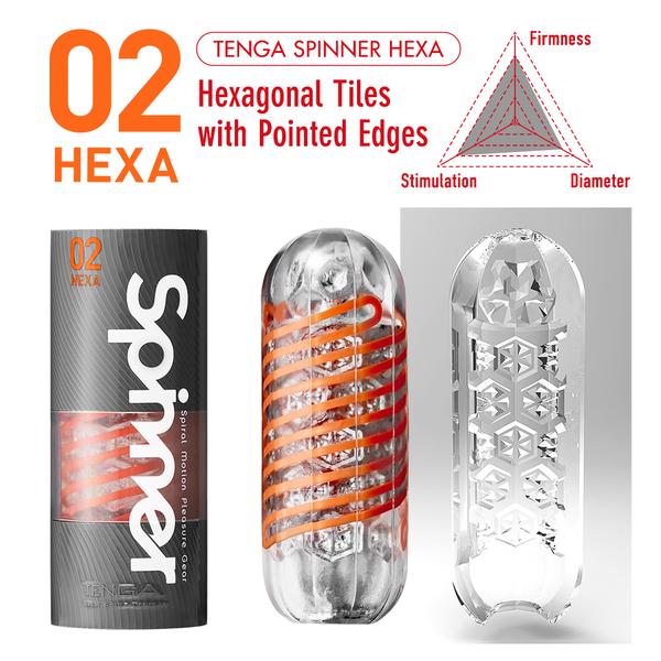 Tenga - Spinner 02 Hexa Masturbator - Transparant/Oranje
