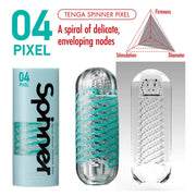 Tenga - Spinner 04 Pixel Masturbator - Transparant/Turquoise