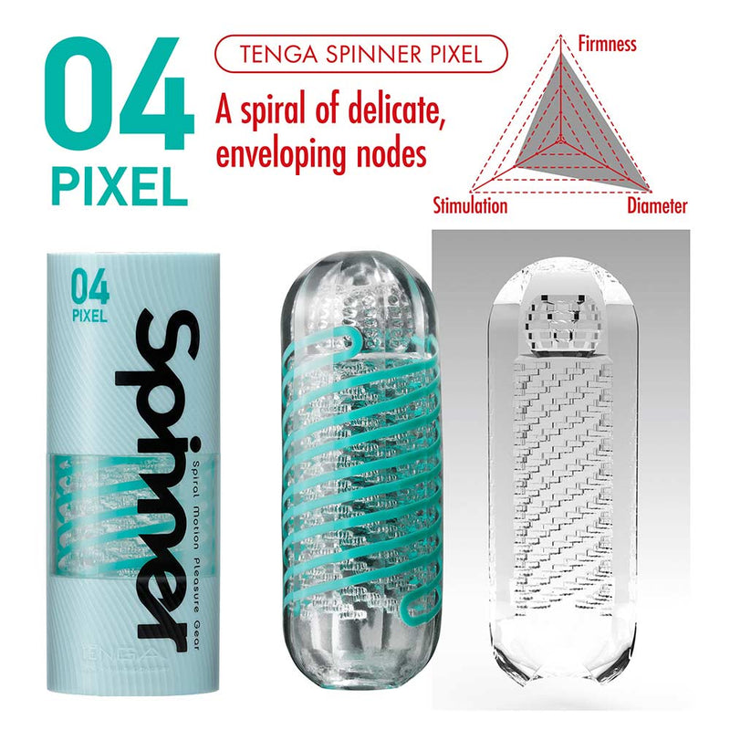 Tenga - Spinner 04 Pixel Masturbator - Transparant/Turquoise