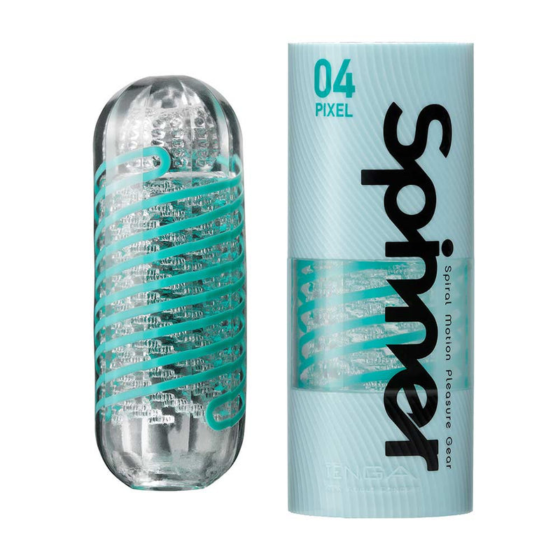 Tenga - Spinner 04 Pixel Masturbator - Transparant/Turquoise