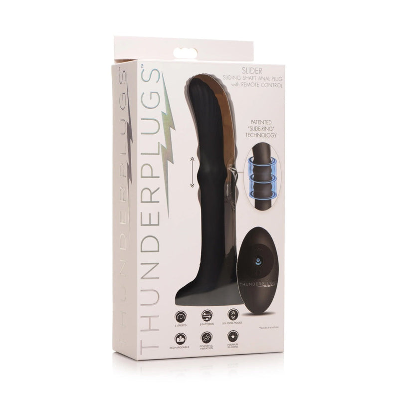 Thunder Plugs - Vibrerende Anaalplug met Bewegende Schachtring - Zwart