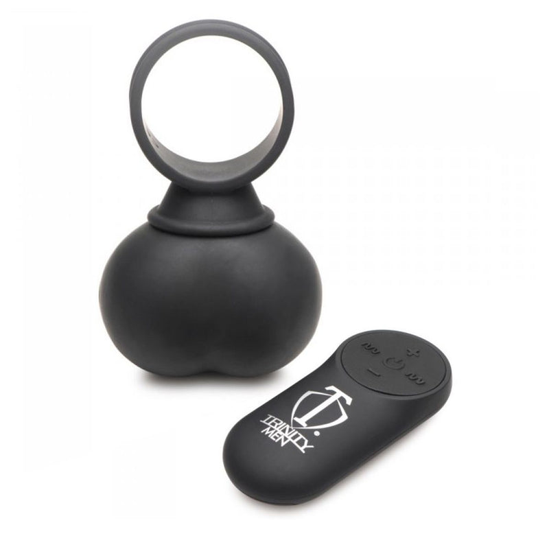 Trinity Vibes 28x Vibrerende Ball Stretcher - Zwart Siliconen-Erotiekvoordeel.nl