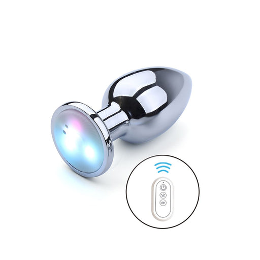 Vibrerende Buttplug met LED lampjes in 3 kleuren - Aluminium