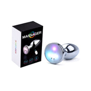 Vibrerende Buttplug met LED lampjes in 3 kleuren - Aluminium