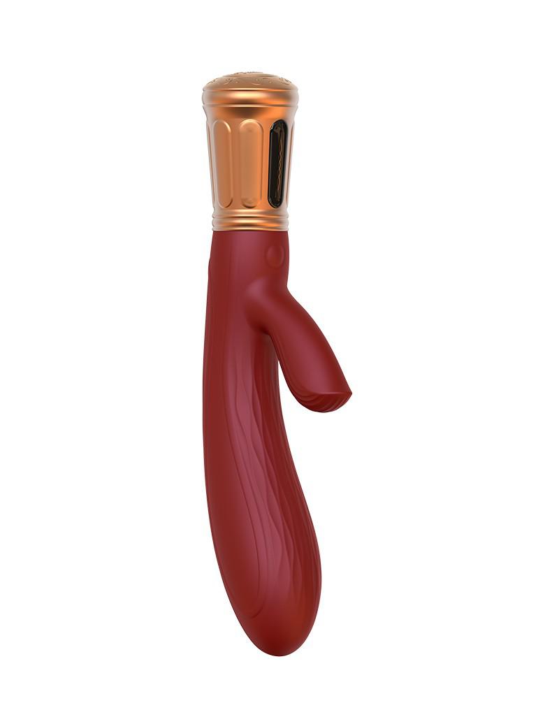 Viotec - Mina - Tarzan Vibrator - Rabbit Vibrator - Dubbele Stimuatie - Goud en Wijnrood - Luxueus Zacht Siliconen