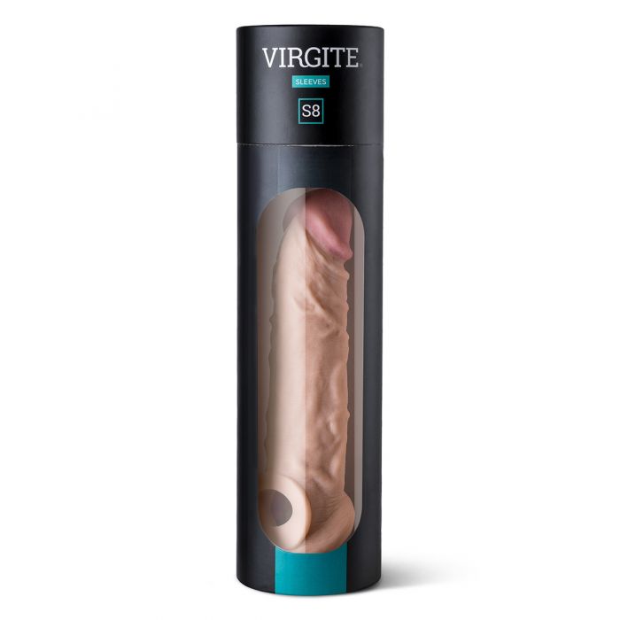 Virgite - Penis sleeve die echt aanvoelt - Met Opening Voor de Balzak - 19.8 cm - Lichte Huidskleur