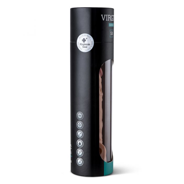 Virgite - Penis sleeve die echt aanvoelt - Met Opening Voor de Balzak - 19.8 cm - Lichte Huidskleur