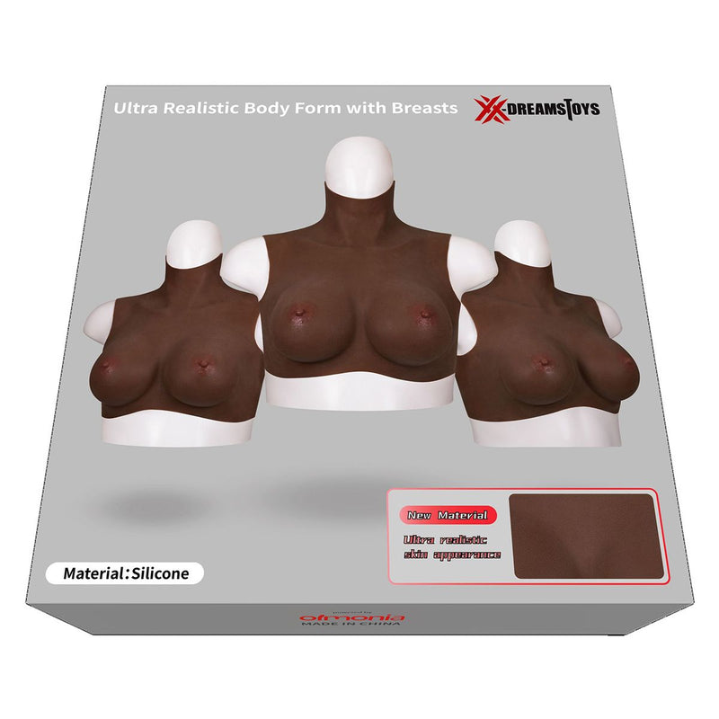 XX-DreamToys - Ultra Realistische Bodysuit - Drag - Bovenlijf Met Borsten - Bruin