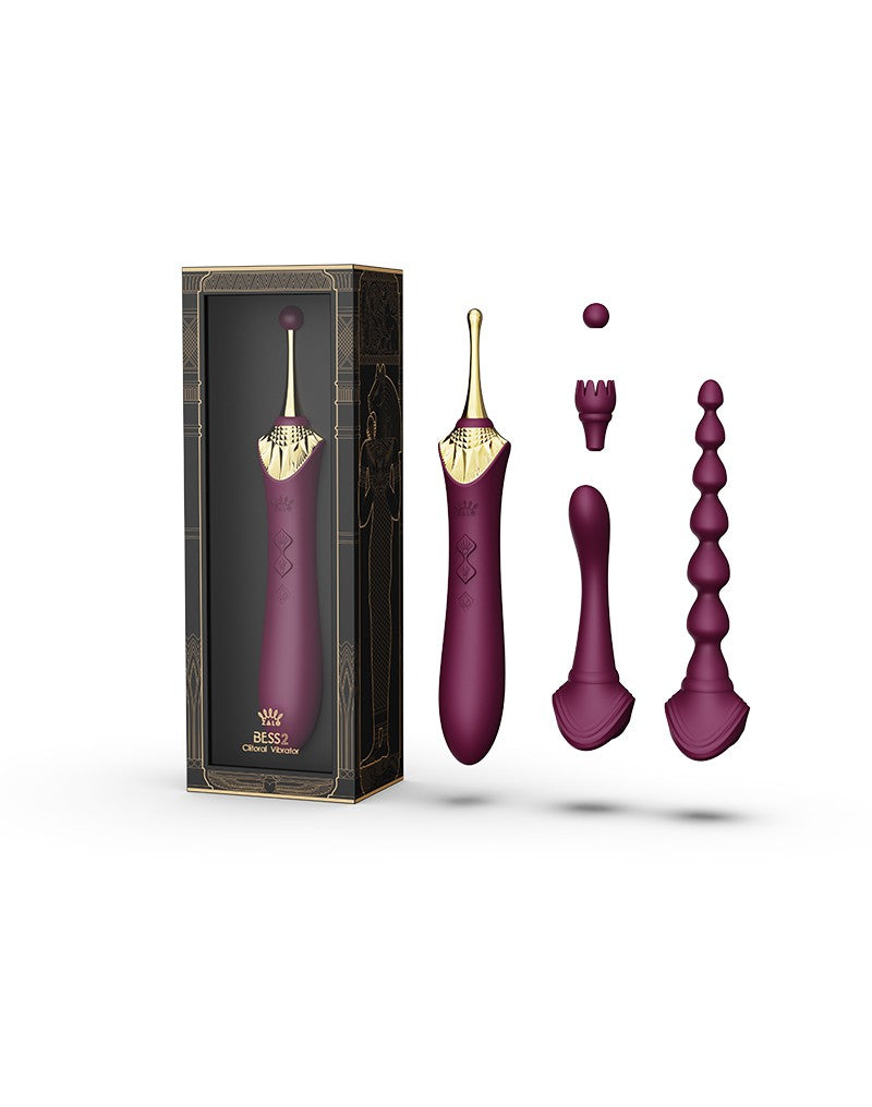 Zalo - Bess 2 - Verwarmde Pinpoint Clitoris Vibrator- Met Extra opzetstukken - Amethyst Paars
