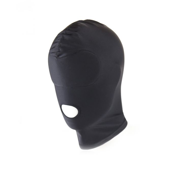 Kiotos - Zwarte BDSM Hood - Spandex Met Mondopening