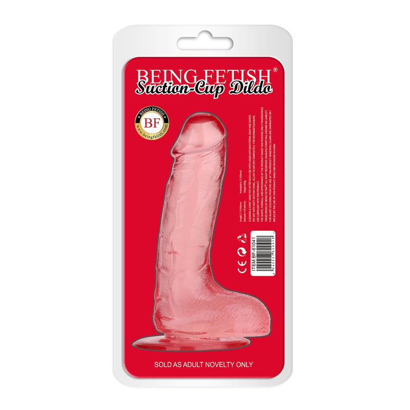 Being Fetish - TPR Dildo met Scrotum - 18 cm - Transparant Roze-Erotiekvoordeel.nl