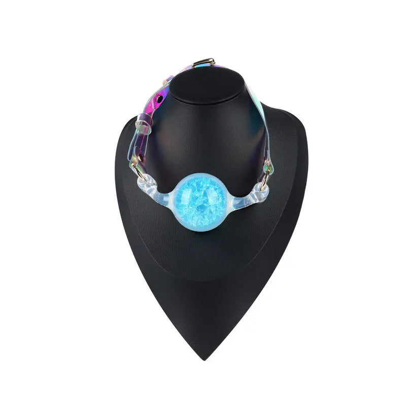 Liebe Seele - Crystal Ball Gag - Siliconen/PVC - Diameter 4 cm - Blauw-Erotiekvoordeel.nl