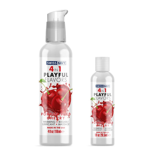 Swiss Navy - 4 in 1 Playful Flavors - Likbaar en Verwarmend Glijmiddel en Massage - Poppin Wild Cherry