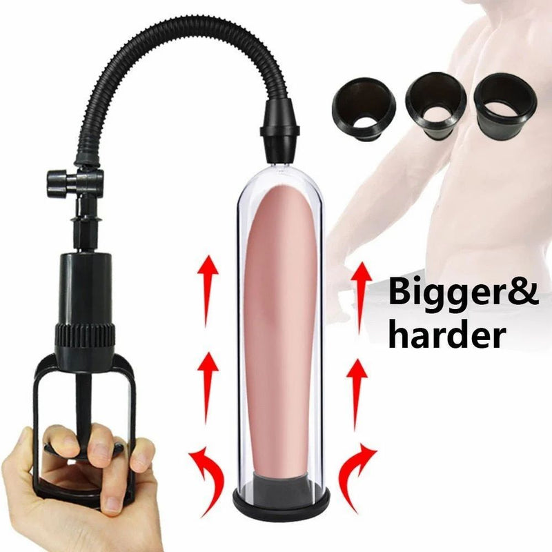 Essentials – Penis Pump met Sleeves – 21 cm – Transparant/Zwart-Erotiekvoordeel.nl