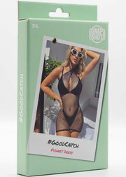 Snapshot - #goodcatch - Visnet Mini Jurk - One Size - Zwart-Erotiekvoordeel.nl