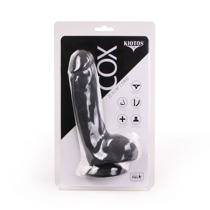 Kiotos Cox - Black Dildo Met Zuignap die echt aanvoelt 22,5 x 5 cm - Zwart-Erotiekvoordeel.nl