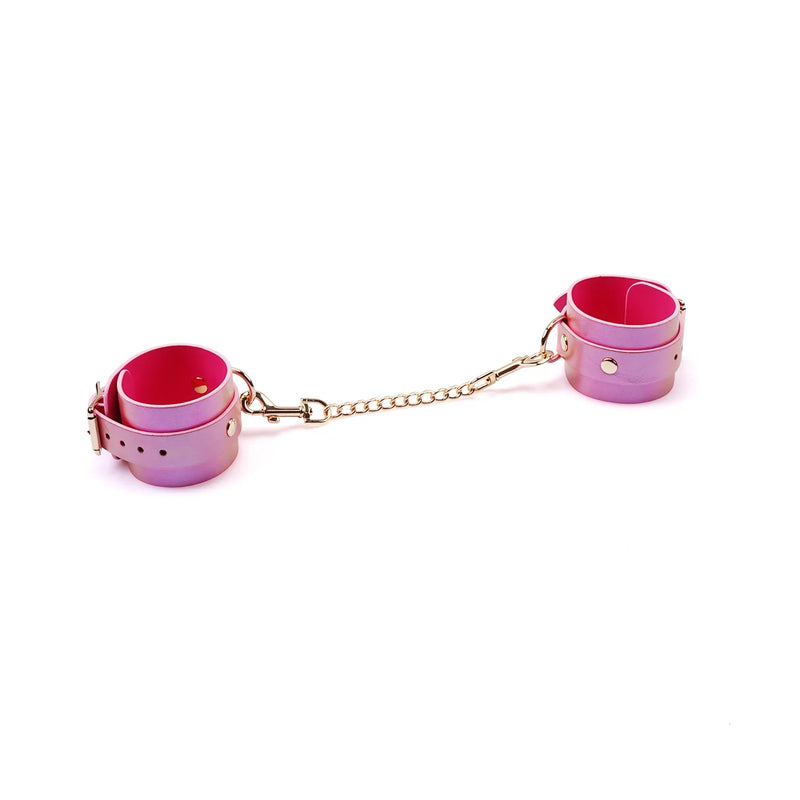 Liebe Seele - Lustre Rosa - Lederen Polsboeien - Parelmoer Roze-Erotiekvoordeel.nl