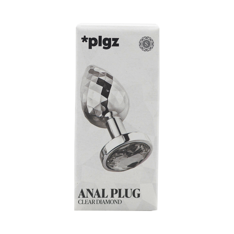 PLGZ - Diamond Facets Anaal Plug - Zilver met Transparante Siersteen-Erotiekvoordeel.nl