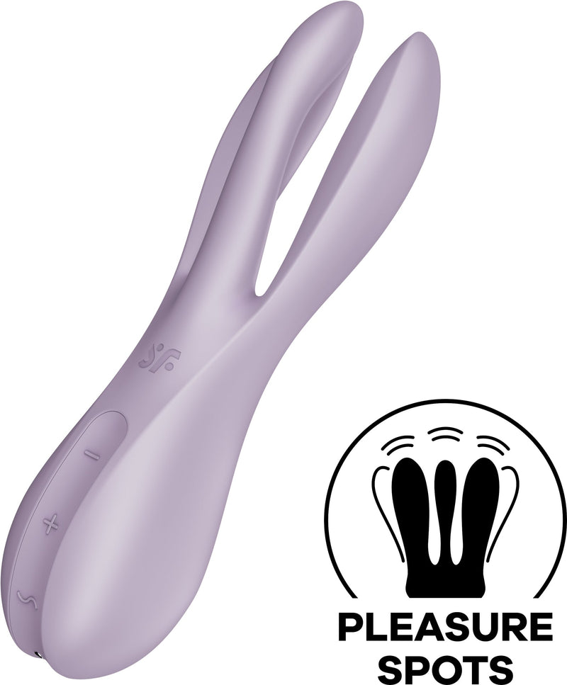 Satisfyer - Threesome 2 - Multifunctionele Vibrator Met 3 Voelsprieten - Lila-Erotiekvoordeel.nl