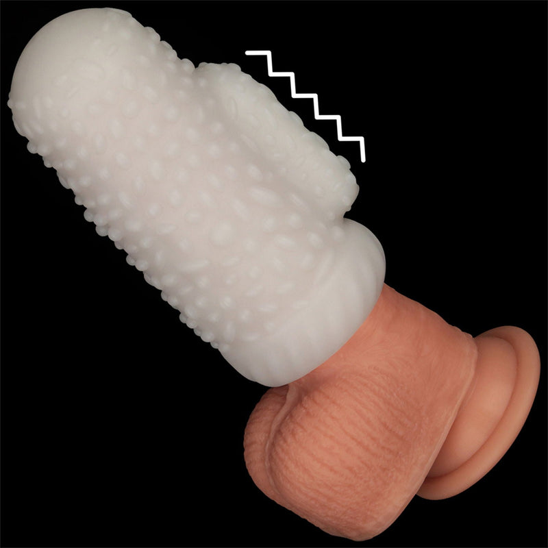 LoveToy - Knights Ring - Vibrerende Dual Purpose Sleeve - Drip - Wit-Erotiekvoordeel.nl