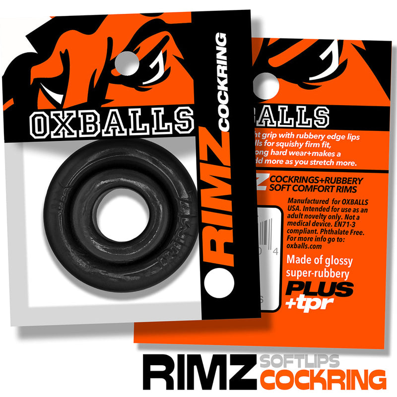 Oxballs - Rimz Softlips - Siliconen/TPR Cockring - Zwart-Erotiekvoordeel.nl