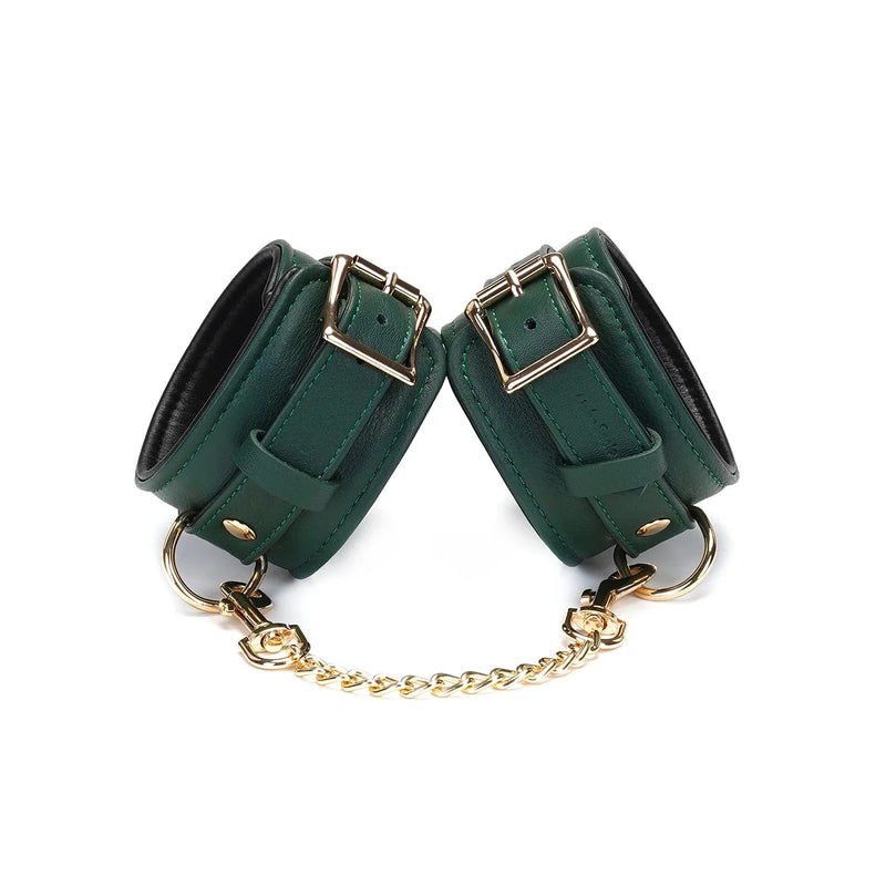 Liebe Seele - Mossy Green - Lederen polsboeien Met Gouden Ketting - exclusief En luxe ontwerp-Erotiekvoordeel.nl