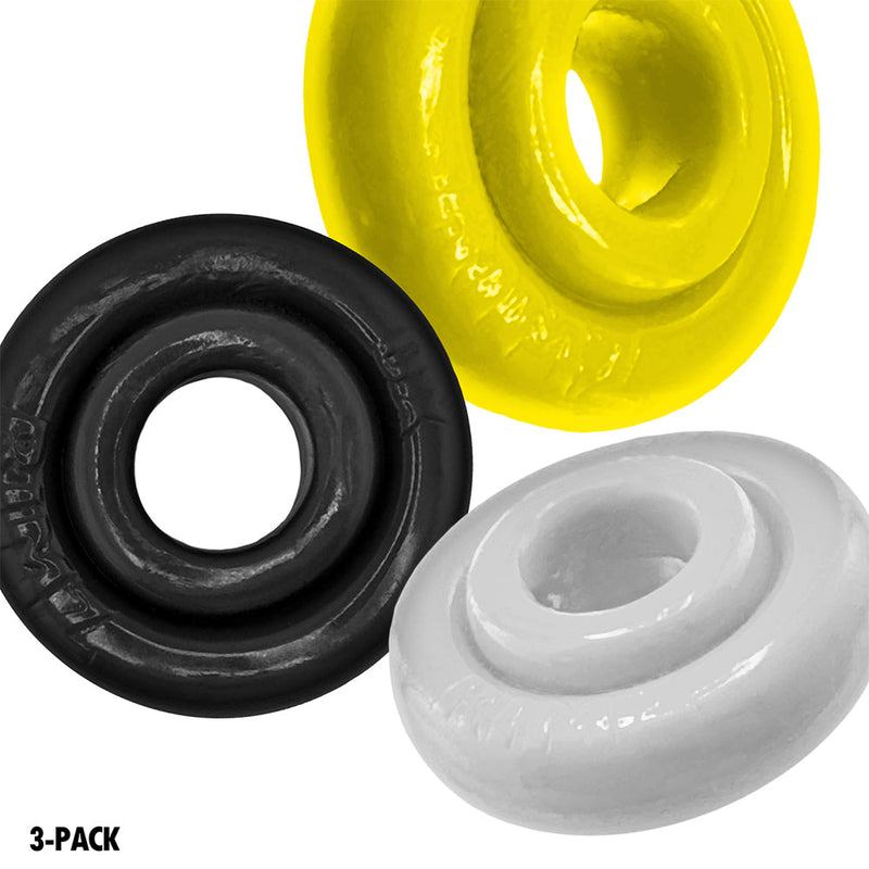 Oxballs - Rimringz - Multisize Pack 3 stuks - Shockwave - Geel/Transparant/Zwart-Erotiekvoordeel.nl