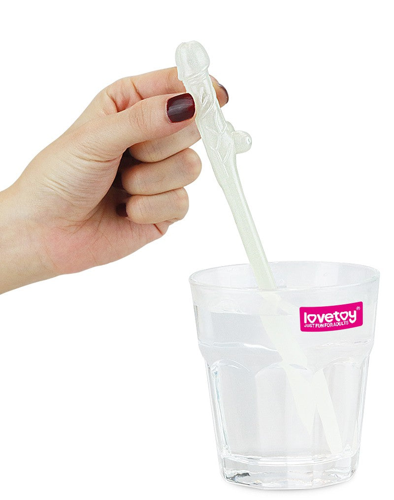 LoveToy - Herbruikbare Piemel Drinkrietjes - Glow In The dark-Erotiekvoordeel.nl