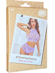 Snapshot - #temptingsavage - Kanten Broekje en Topje Set - One Size - Lila-Erotiekvoordeel.nl