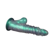 LoveToy - Opal Pearl Sheen - Geribbelde Dildo met Scrotum - 25 cm – Groen-Erotiekvoordeel.nl