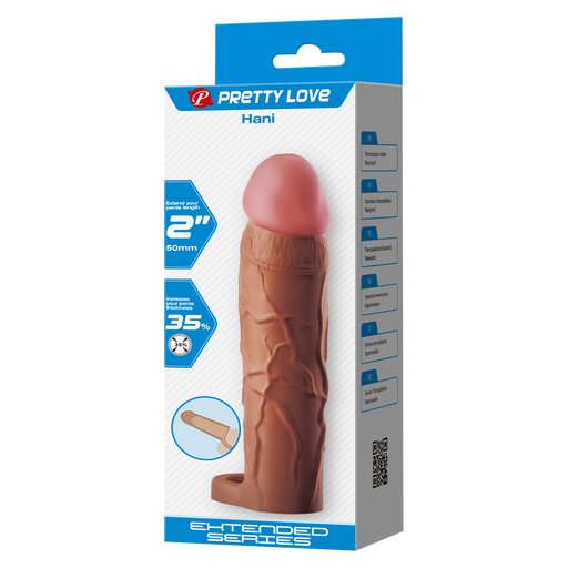 Pretty Love - Hani - Verlengende Penis Sleeve met Cockring - 50mm - Bruin-Erotiekvoordeel.nl