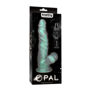 LoveToy - Opal Pearl Sheen - Geribbelde Dildo met Scrotum - 25 cm – Groen-Erotiekvoordeel.nl