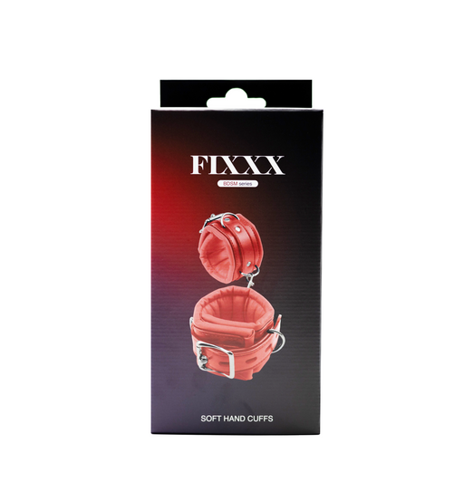 Fixxx - Zacht Gevoerde Handboeien - PU Leer - Rood-Erotiekvoordeel.nl