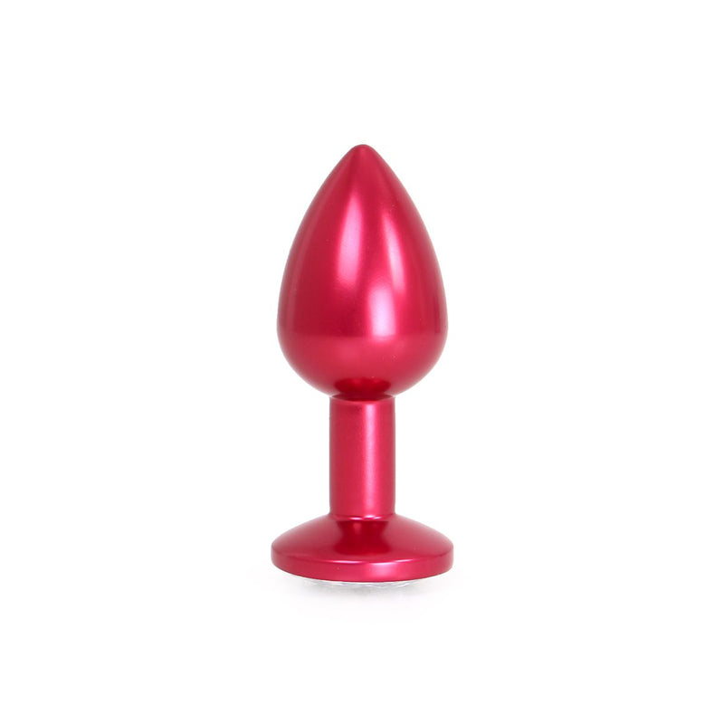 Kiotos - Rode Aluminium Buttplug Met Wit Sierkristal-Erotiekvoordeel.nl