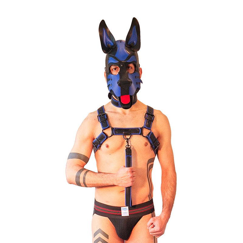 Brutus Vegan Korte Puppy Leash - Zwart/Blauw-Erotiekvoordeel.nl