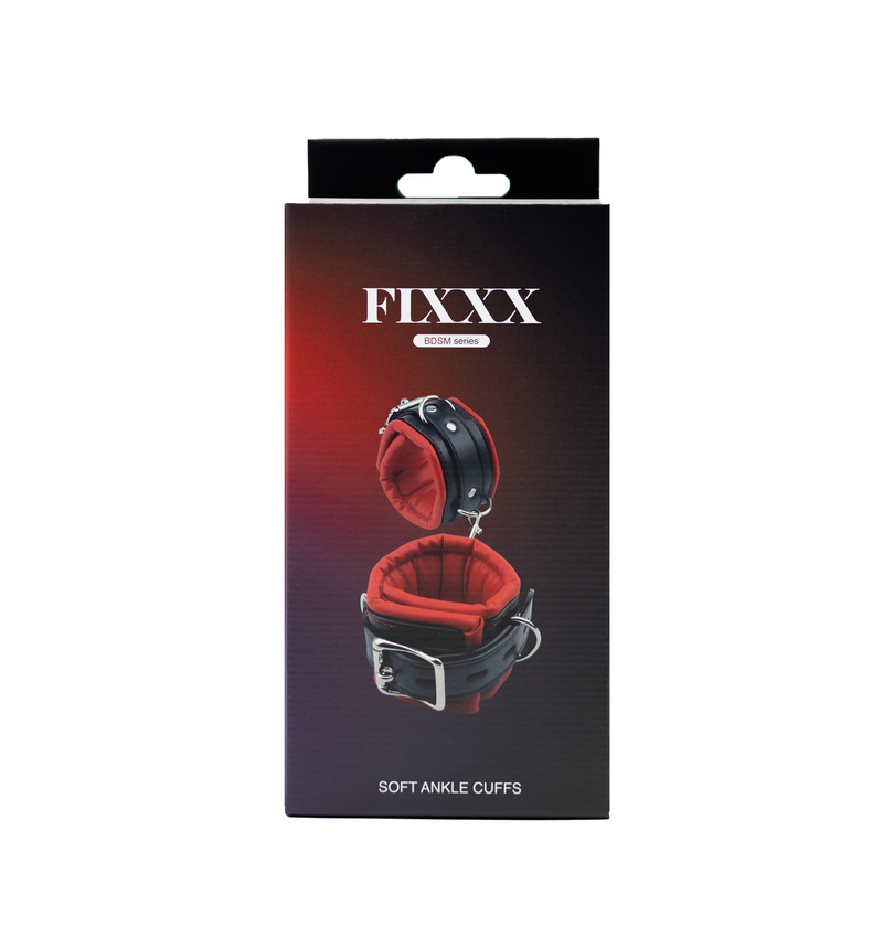 Fixxx - Zacht Gevoerde Enkelboeien - PU Leer - Zwart/Rood-Erotiekvoordeel.nl