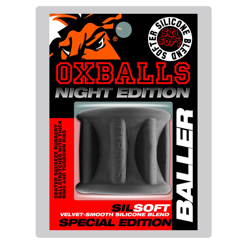 Sport Fucker - Baller - Cockring en Ballstretcher - Night Edition - Siliconen/TPR - Zwart-Erotiekvoordeel.nl