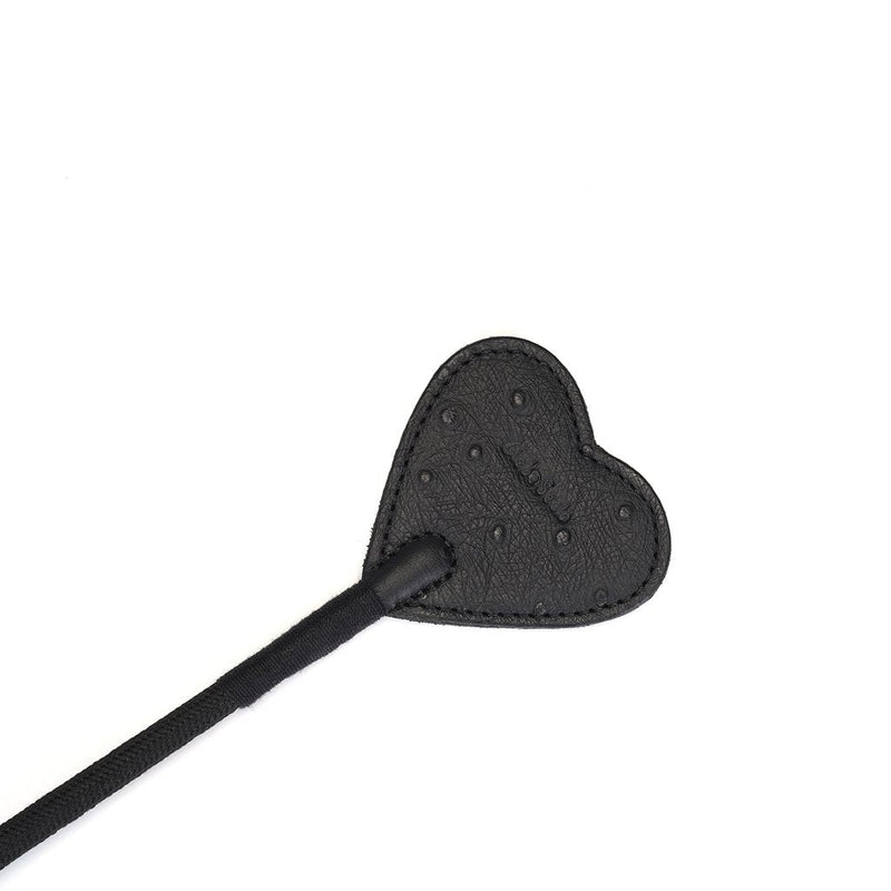 Liebe Seele - Demon's Kiss - Paardrijzweep - Hartvormige Lederen Tip - Luxe en exclusief ontwerp - Zwart/Goud-Erotiekvoordeel.nl