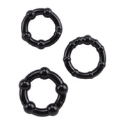 Chisa - GK Power Beaded Cockringen Set - 3 stuks - Zwart-Erotiekvoordeel.nl