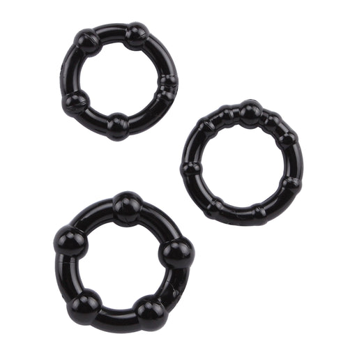 Chisa - GK Power Beaded Cockringen Set - 3 stuks - Zwart-Erotiekvoordeel.nl