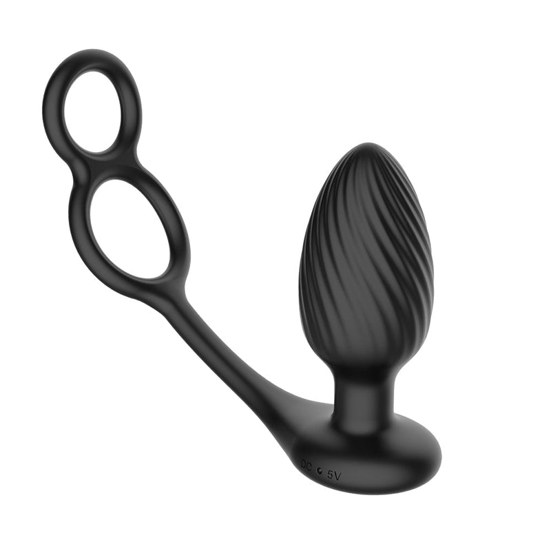 Nexus - Tornado - Vibrerende Buttplug met Cockring en Scrotumring-Erotiekvoordeel.nl