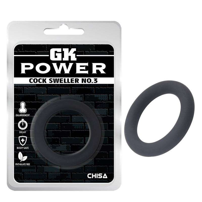 Chisa - GK Power Cock Sweller No.3 - Rekbare Cockring - Diameter 40 mm - Zwart-Erotiekvoordeel.nl