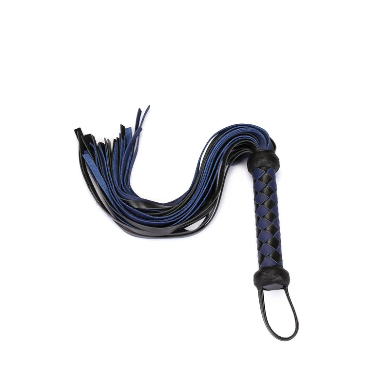 Liebe Seele - Cerulean Dominion - Exclusieve Lederen Flogger - Zwart/Donkerblauw-Erotiekvoordeel.nl