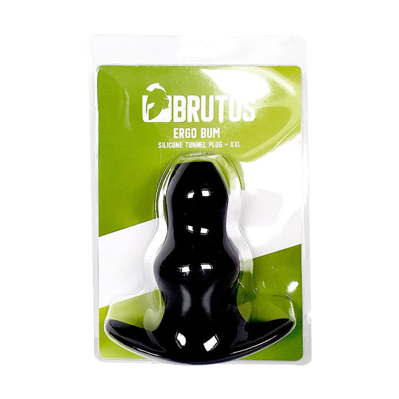 Brutus - Holle Buttplug - Ergo Bum - Silicone Tunnel Plug - Zwart - 3 maten-Erotiekvoordeel.nl
