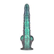 LoveToy - Opal Pearl Sheen - Geribbelde Dildo met Scrotum - 27,5 cm – Groen-Erotiekvoordeel.nl