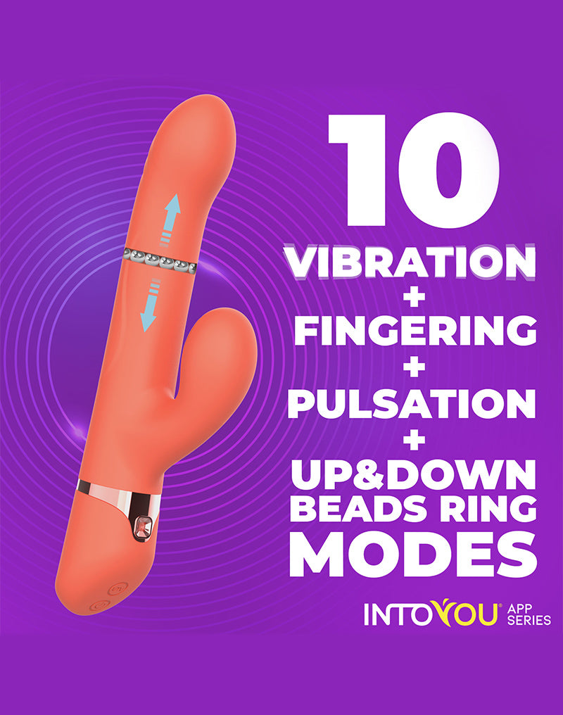 IY - Mindy - Tapping Rabbit Vibrator met Klop-functie en App - Koraal Oranje-Erotiekvoordeel.nl