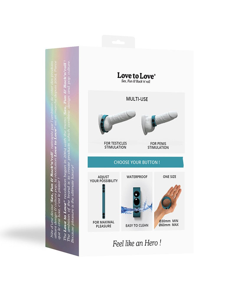 Love to Love - Hero - Verstelbare Siliconen Cockring - Blauwgroen-Erotiekvoordeel.nl