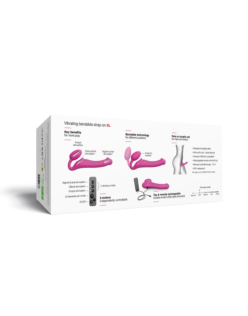 Strap-On-Me - Vibrerende Strapless Strapon - 3 Motoren - Fuchsia Roze-Erotiekvoordeel.nl